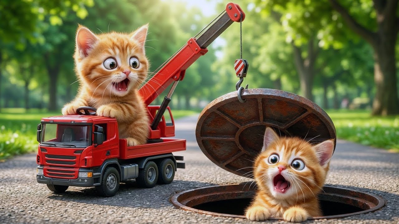 Mama Cat Saves Kitten From Manhole Disaster 🚨🐱🚲💦  Emotional Cat Rescue Story