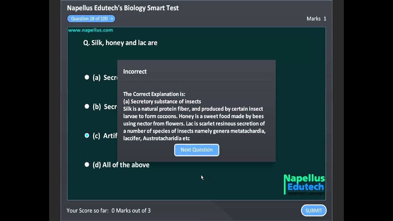 Application Of Biology Smart Test 3 , CBSEPMT past year paper