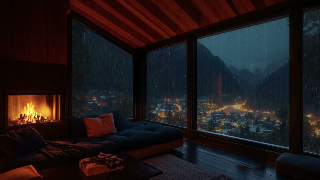 Heavy Rain on Window 🌧️ Cozy Bedroom Ambience for Deep Sleep, Rest, Study, Focus