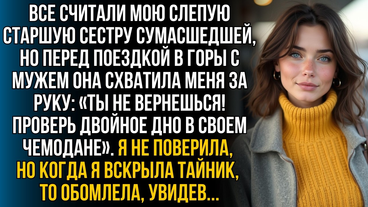 Все считали слепую сестру безумной, но перед поездкой с мужем она прошептала 