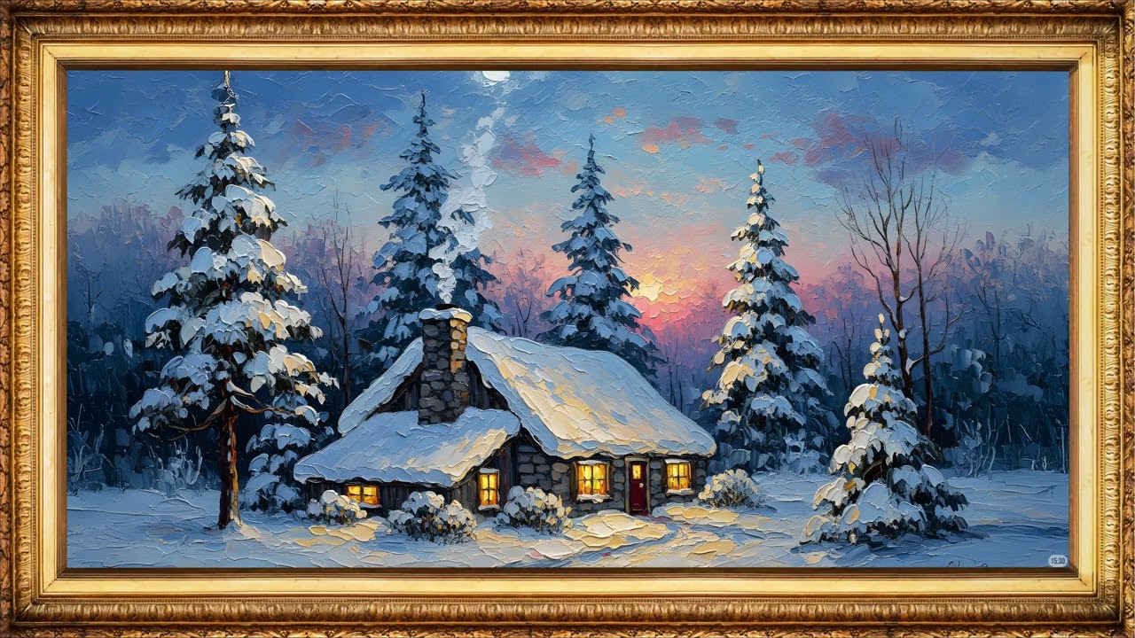 4K TV Wallpaper Art Display | Snow Landscape Framed - Calm Gallery Screen (Pomodoro Focus Timer)