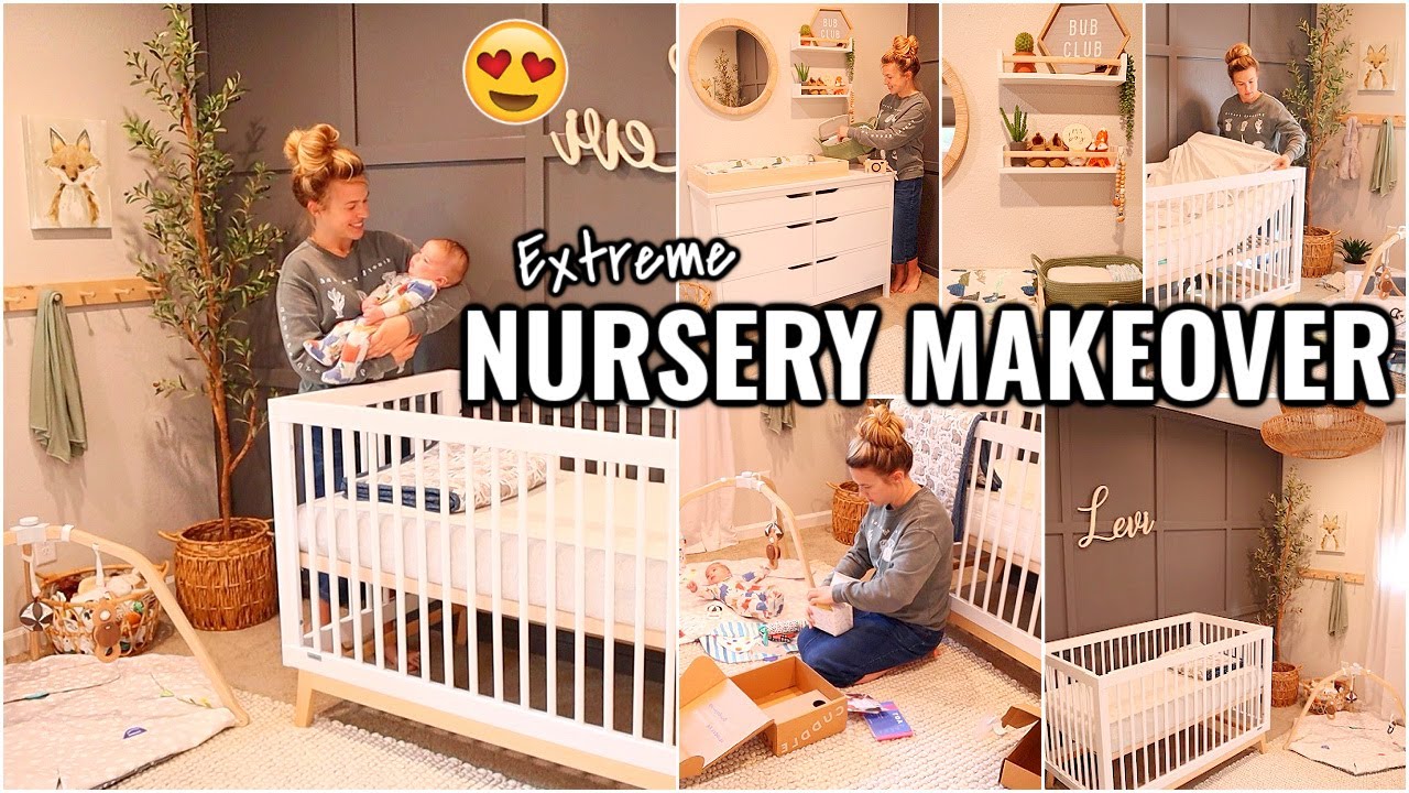 EXTREME NURSERY MAKEOVER!!😍 DECORATE WITH ME | BEFORE & AFTER DIY ROOM MAKEOVER