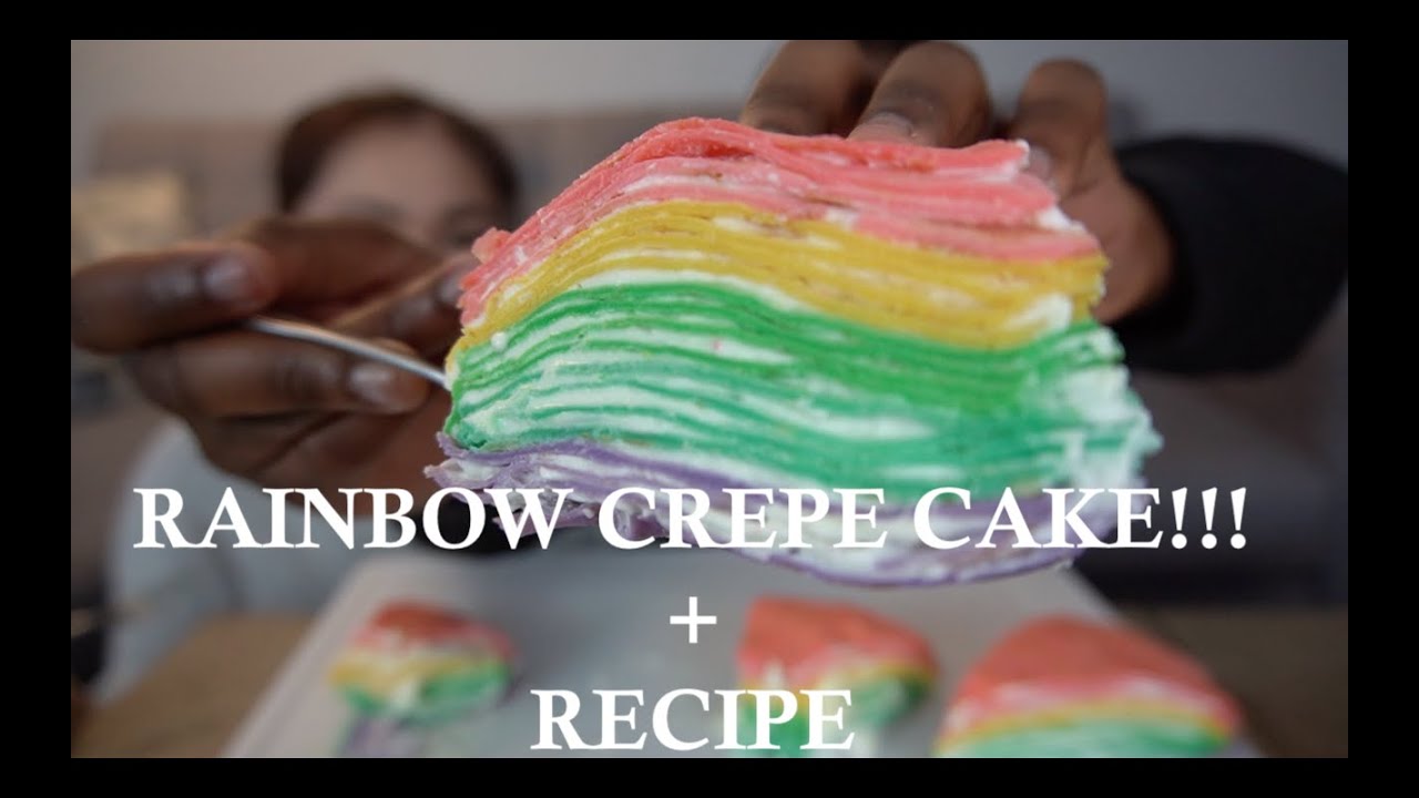 RAINBOW CREPE CAKE MUKBANG + RECIPE | COVID-19 CANADA