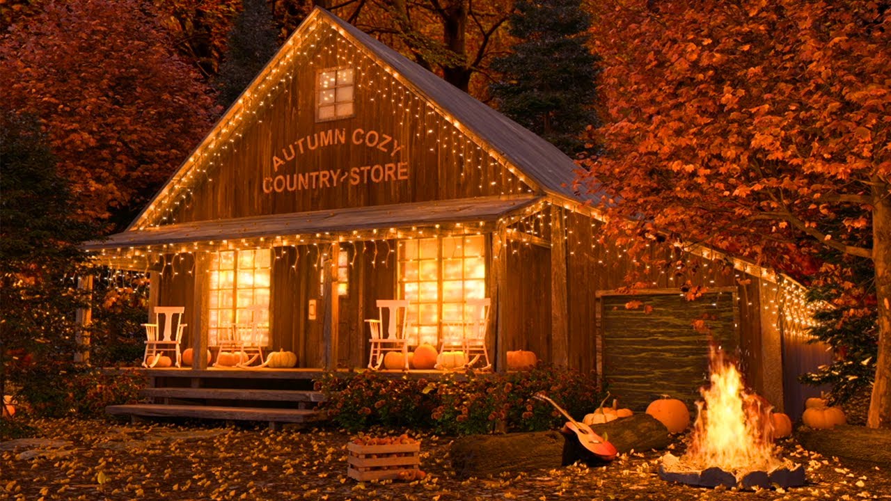 Autumn Cozy Country Store Ambience: Autumn Night Sounds, Crackling Fire, Nature Sounds