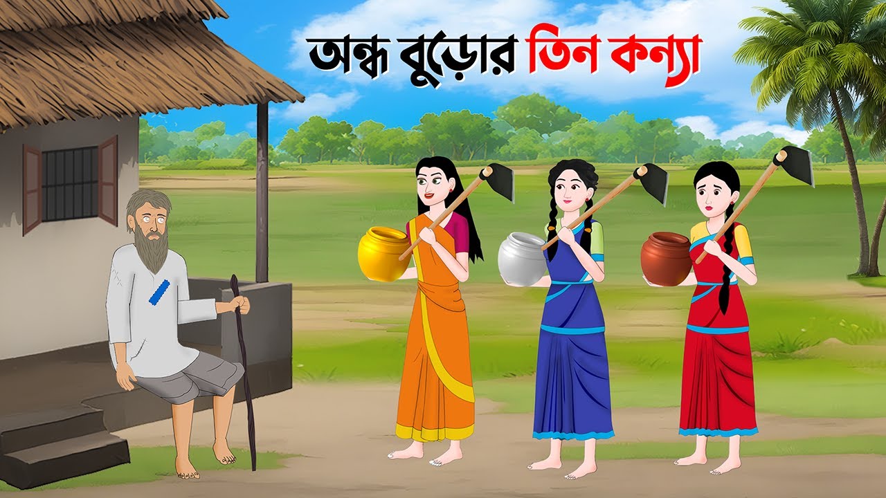 অন্ধ বুড়োর তিন কন্যা | Bangla Animation Golpo | Bengali Fairy Tales Cartoon | Golpo Konna