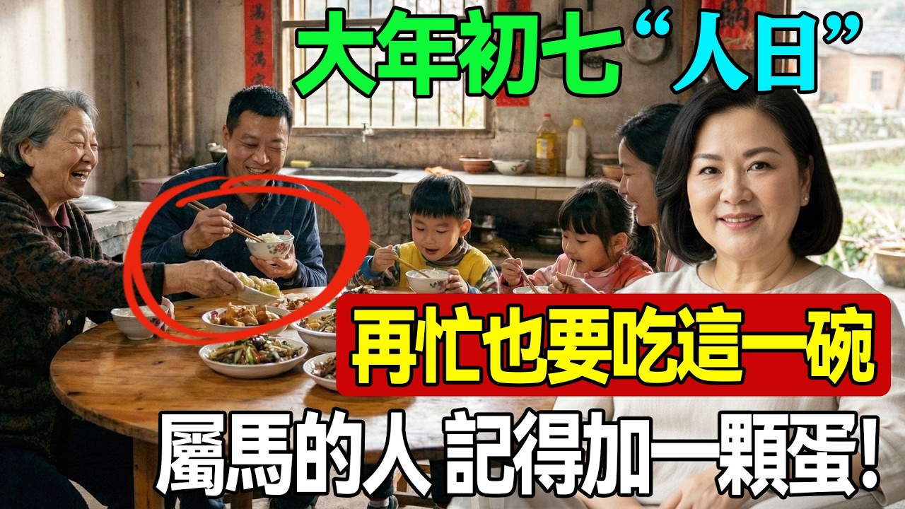 大年初七「人日」，不管多忙，一定要吃這一碗！保佑全家老小 身體健康！屬馬的人 記得加一顆蛋！#初七人日 #人勝節 #長壽麵
