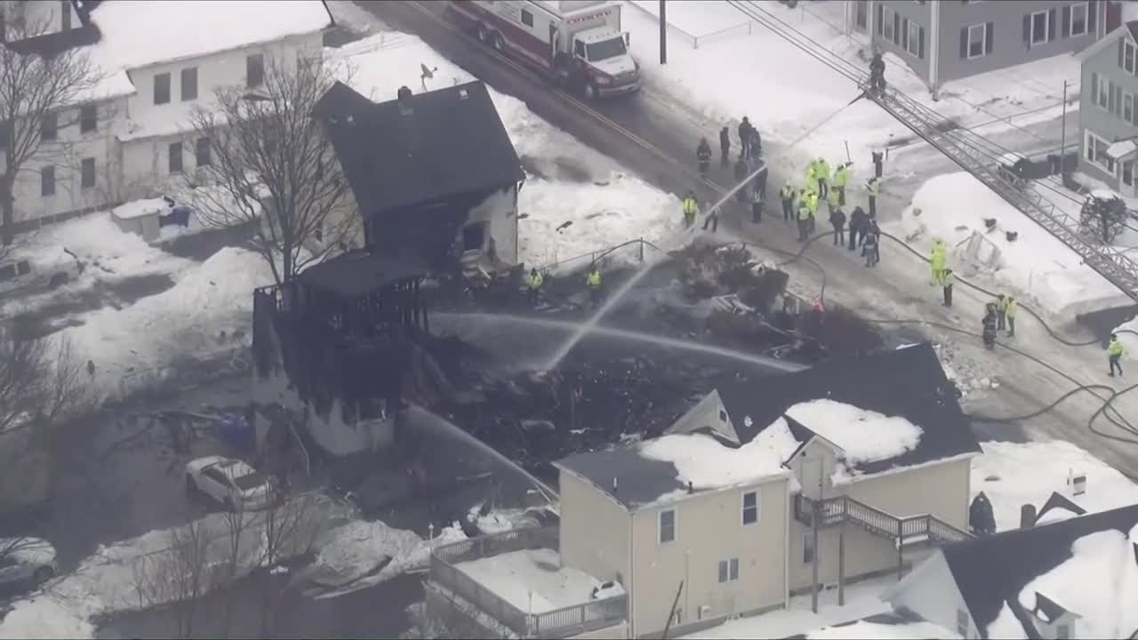 Raw video: Sky5 over house explosion in Taunton
