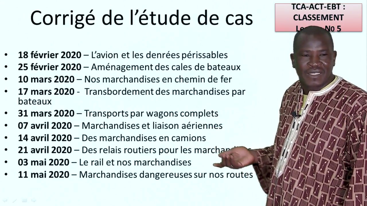 BT1 SD TCA EBT ACT leçon5 Le classement chronomogique