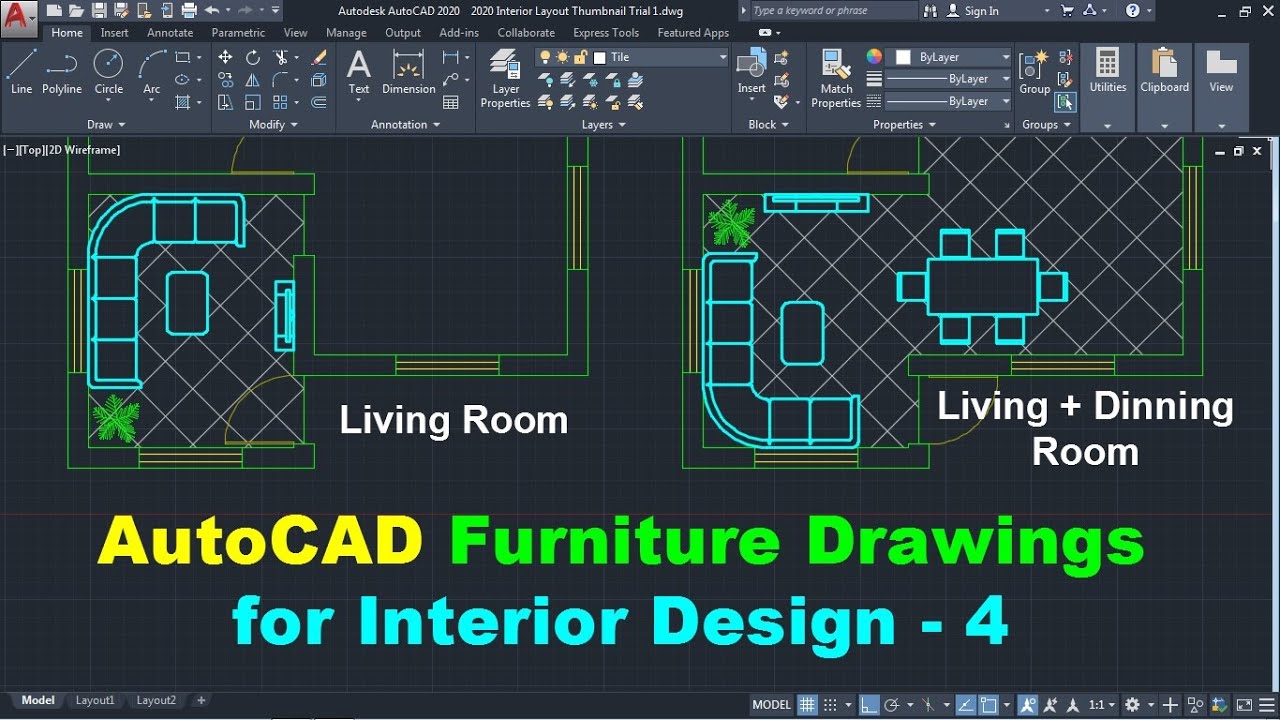 Чертежи мебели AutoCAD 2D для дизайна интерьера - 4