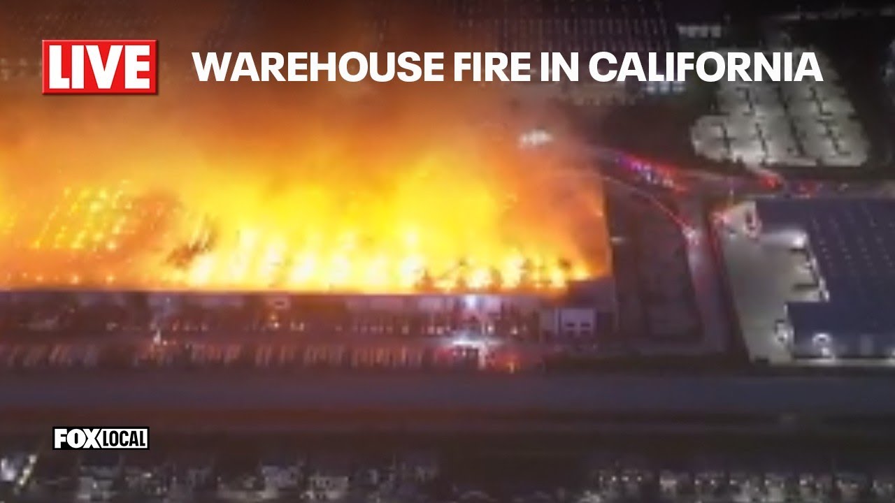 LIVE: Massive warehouse fire in California