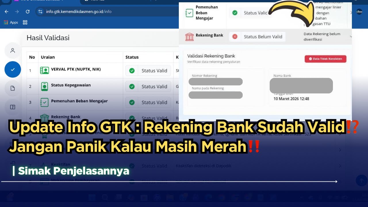Update Info GTK : Rekening Bank Sudah Valid⁉️ Jangan Panik Kalau Masih Merah‼️ Ini Penjelasannya