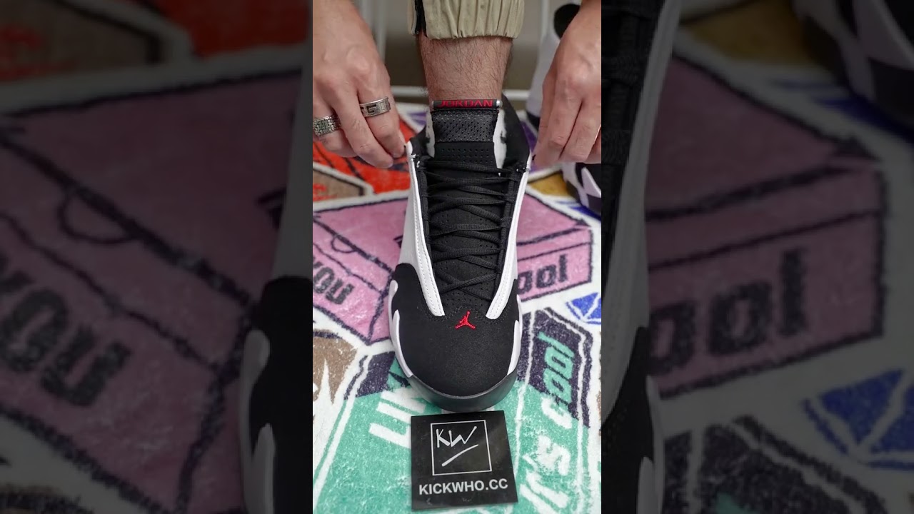 How to lace Air Jordan 14 Retro &lsquo;Black Toe&rsquo; 2024😲.#fypagee #asmr #shoelacestyle #nike #airjordan14