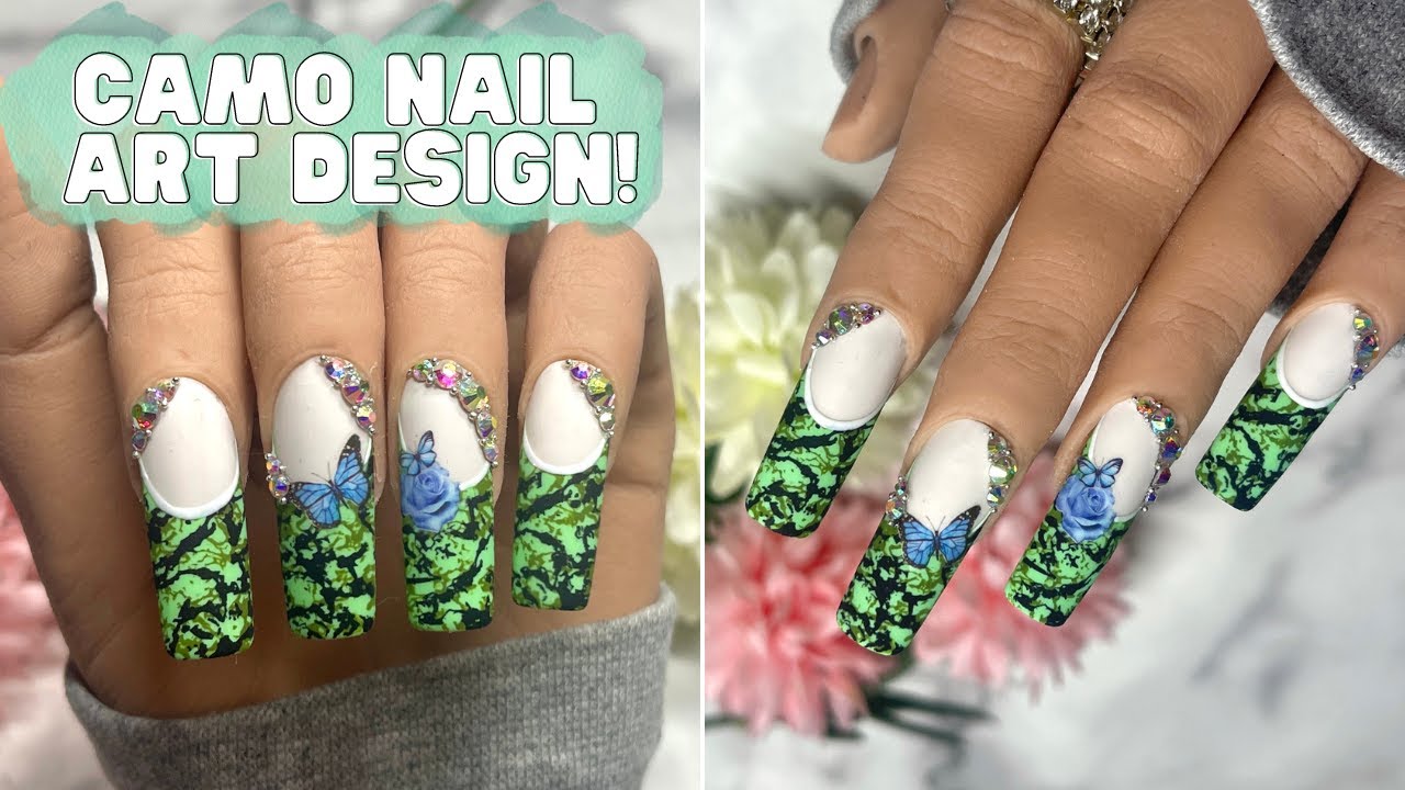 CREATING A QUCK AND EASY CAMO NAIL DESIGN! | STAMPING NAIL ART | PRESS ON NAILS | BORN PRETTY