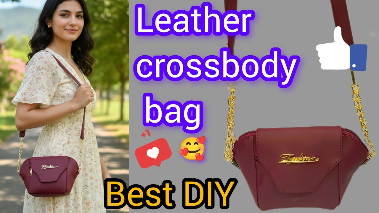 Crossbody bag tutorial/Leather crossbody bag DIY/slingbag cutting and stitching#vasundhracreation21 