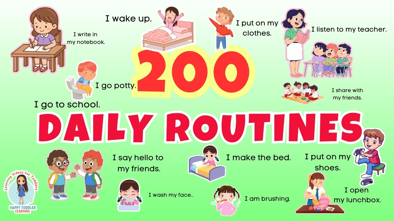 200 Daily Routine English Sentences | Basic Sentences for Kids | English Vocabulary for Beginners