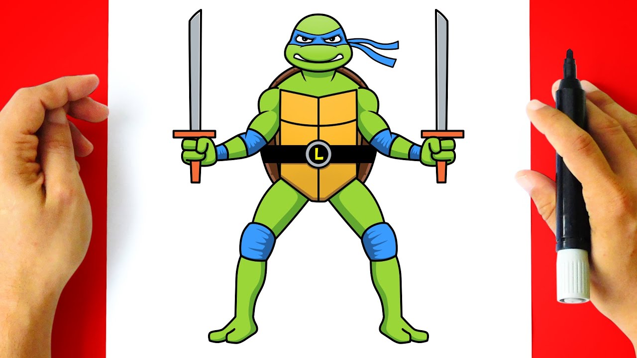 How to DRAW LEONARDO - Teenage Mutant Ninja Turtles - TMNT Drawing