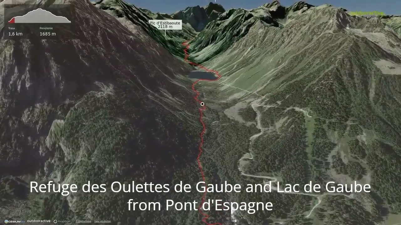 Refuge des Oulettes de Gaube and Lac de Gaube from Pont d'Espagne ∆ hiking trails