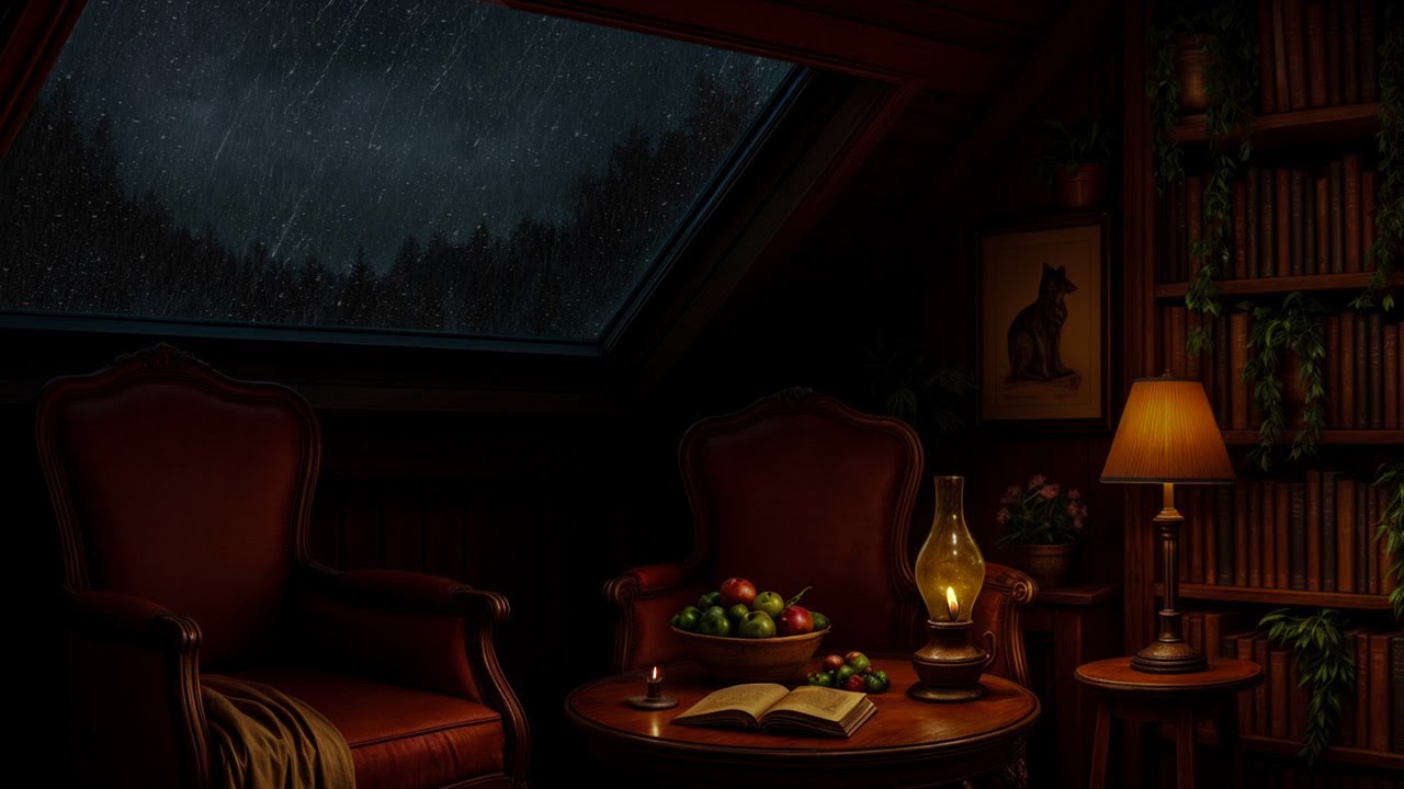 Soothing Night Rain with Thunder – Dark Cozy Ambience for Sleep & Stress Relief