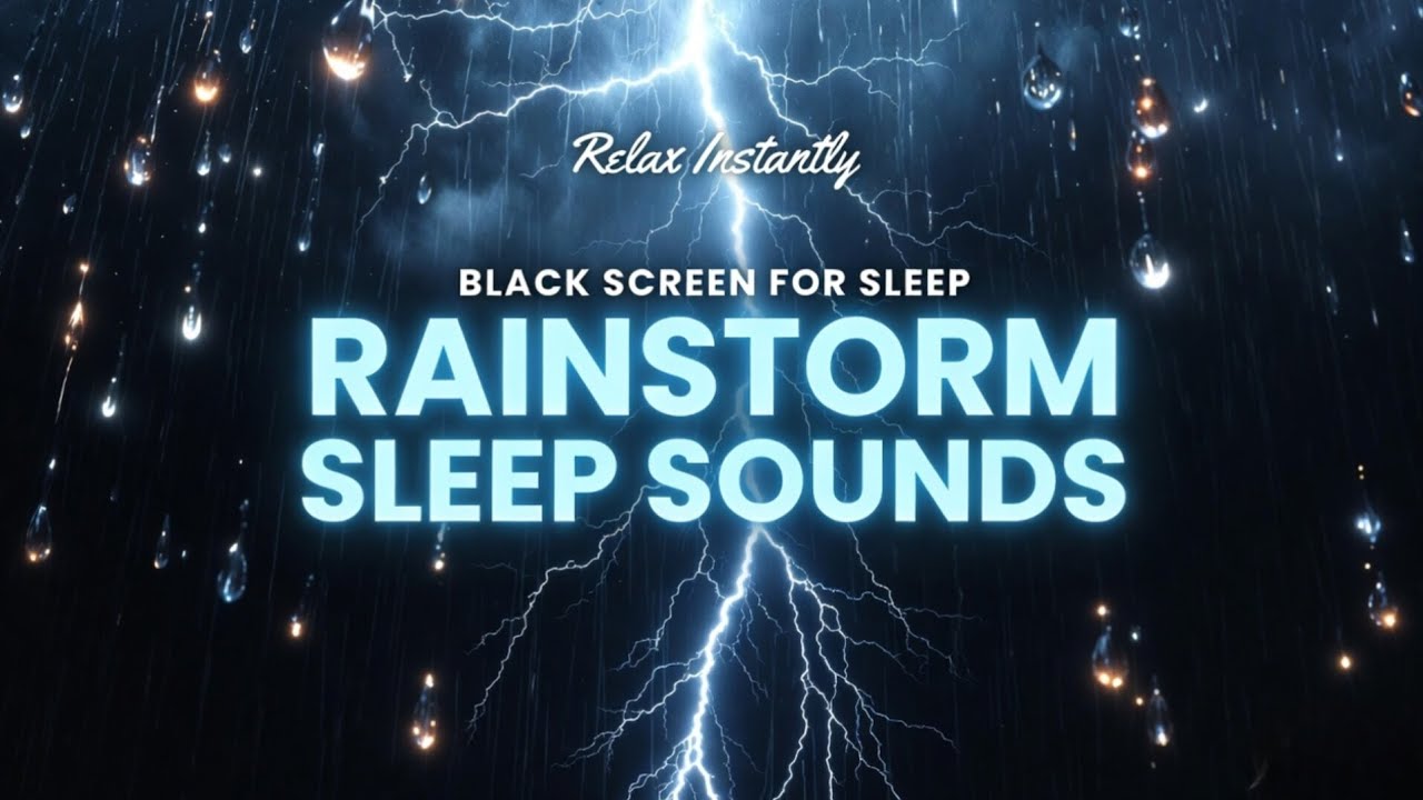 Heavy Rain & Thunderstorm on Black Screen | Sleep Instantly