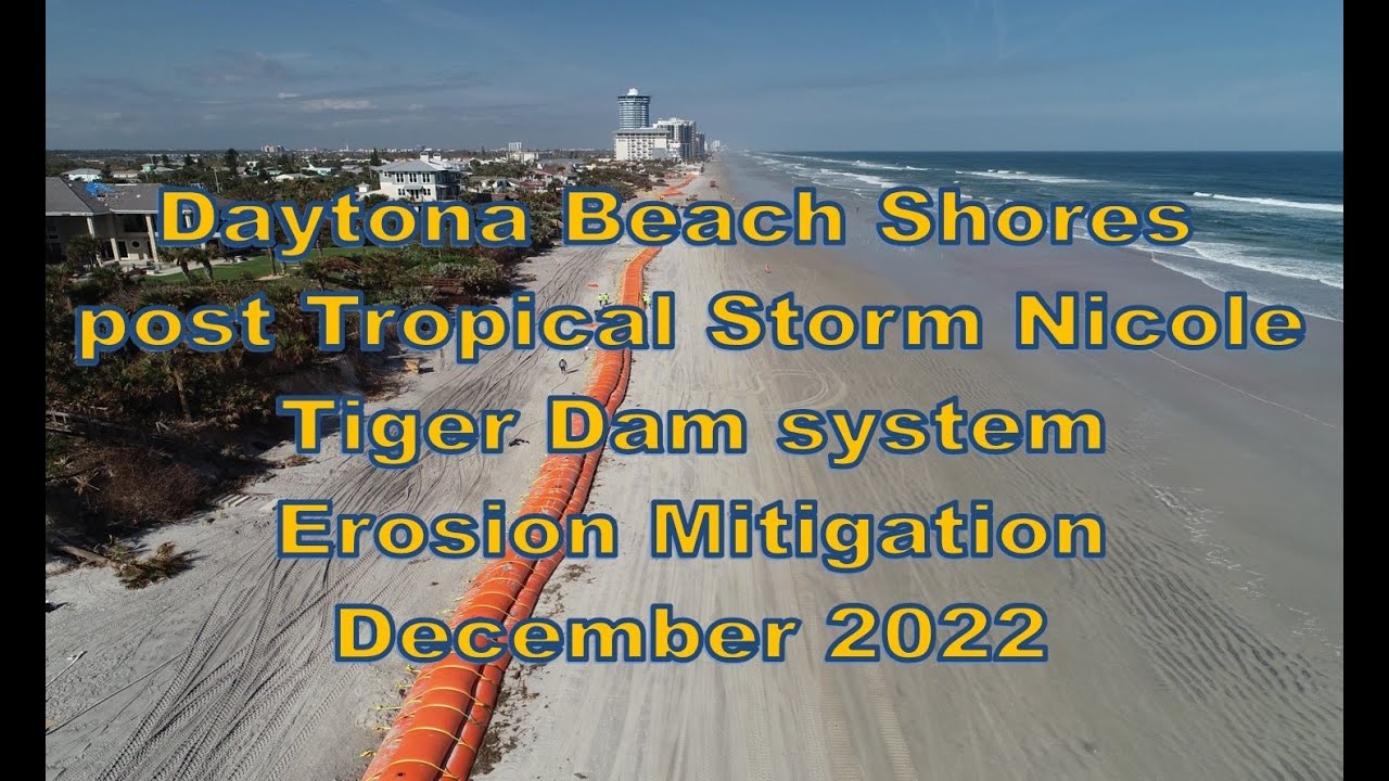 Daytona Beach Shores post Tropical Storm Nicole: Tiger Dam erosion mitigation system