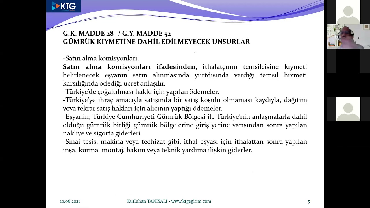 Kutluhan TANISALI Hocamızla Gümrük Vergileri Hesaplama Dersi