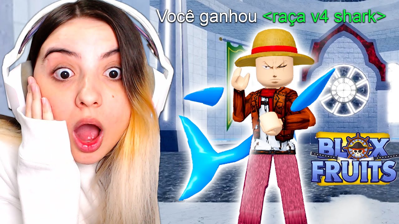 FINALMENTE!! LIBEREI a RAÇA V4 SHARK no BLOX FRUITS...
