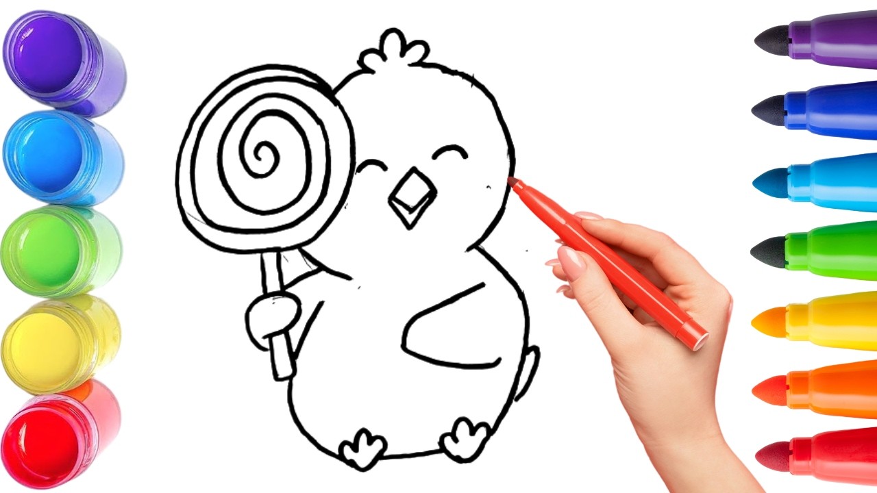 Как нарисовать милых птичек на ветке. Рисование, раскрашивание и живопись для детей и малышей. Де...