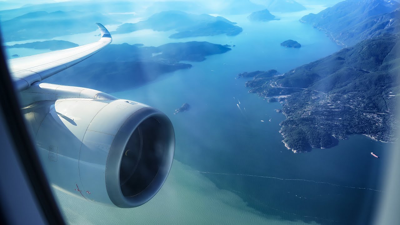 China Airlines Airbus A350 26R Landing in Vancouver | Flight + Cabin Ambience | No Music | 4K