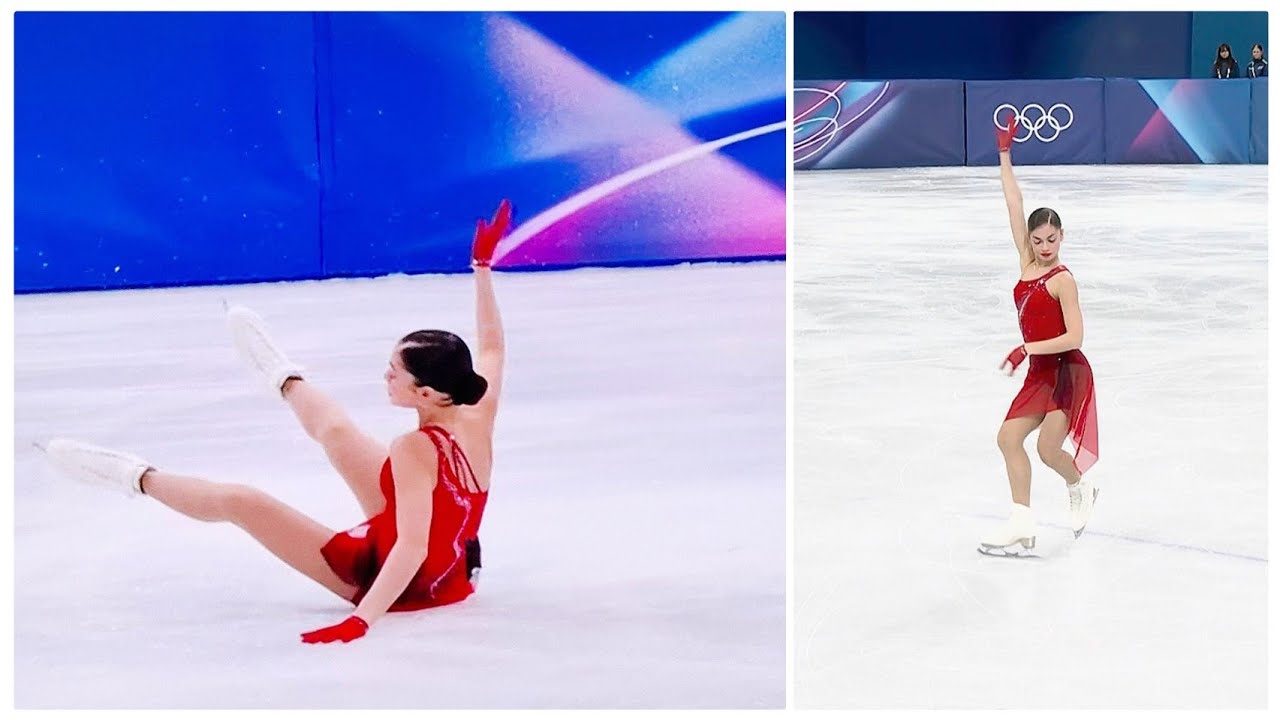 Adeliia Petrosian Fell on a Quadruple Figure Skating Women Free Skating Olympics | Аделия Петросян
