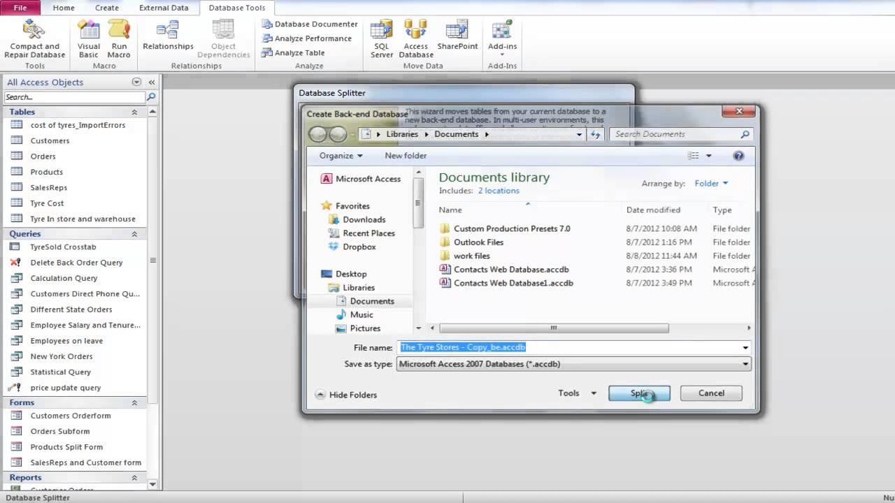 How to Split Database in Microsoft Access