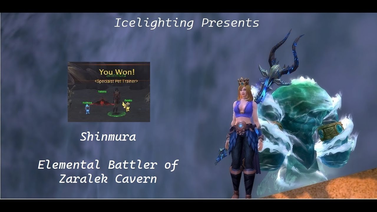 Shinmura - Elemental Battler of Zaralek Cavern - three level 25 Elemental Battle Pet Win