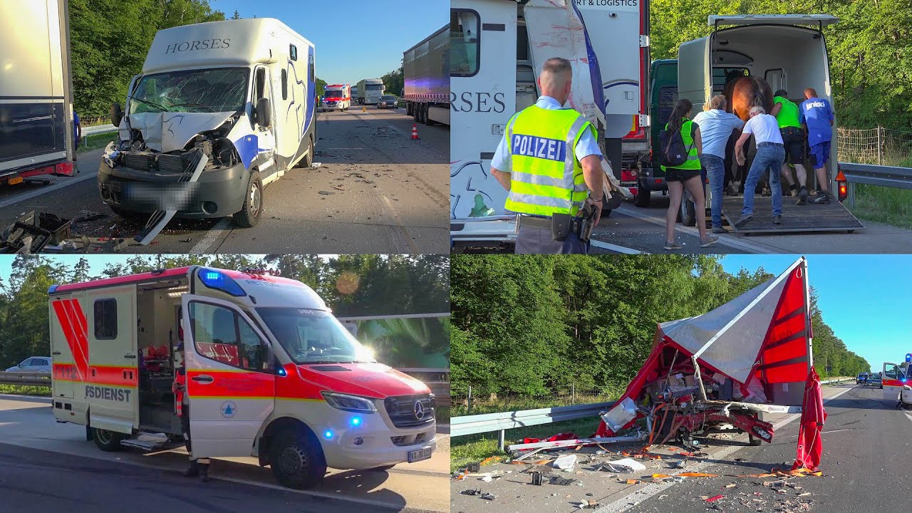[40-TONNER KRACHT IN STAUENDE] KLEIN-LKW TOTAL ZERFETZT & PFERD IN TRANSPORTER WIRD GERETTET ~ A5