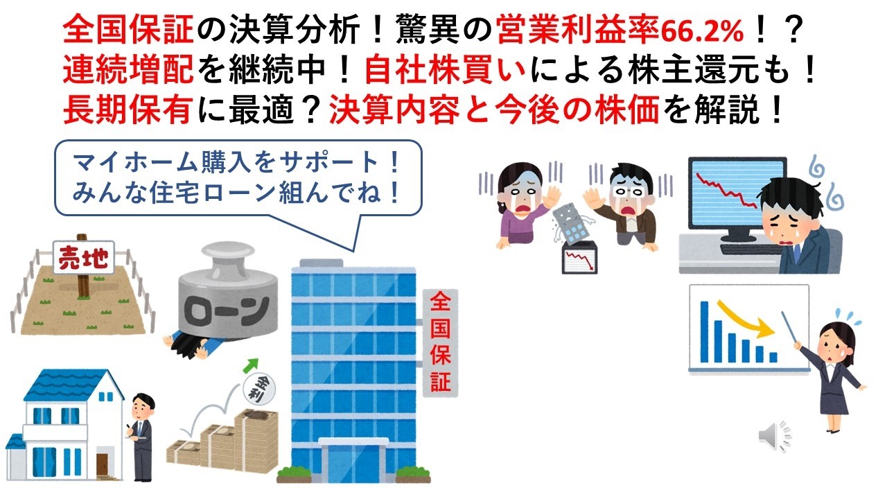 全国保証の決算分析！驚異の営業利益率66.2%！？連続増配を継続中！自社株買いによる株主還元も！長期保有に最適？決算内容と今後の株価を解説！