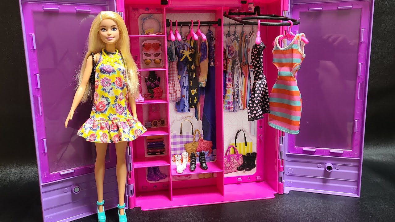 14 Minutes Satisfying with Unboxing Toy Barbie Purple Closet & Fashion Set ASMR No Talking