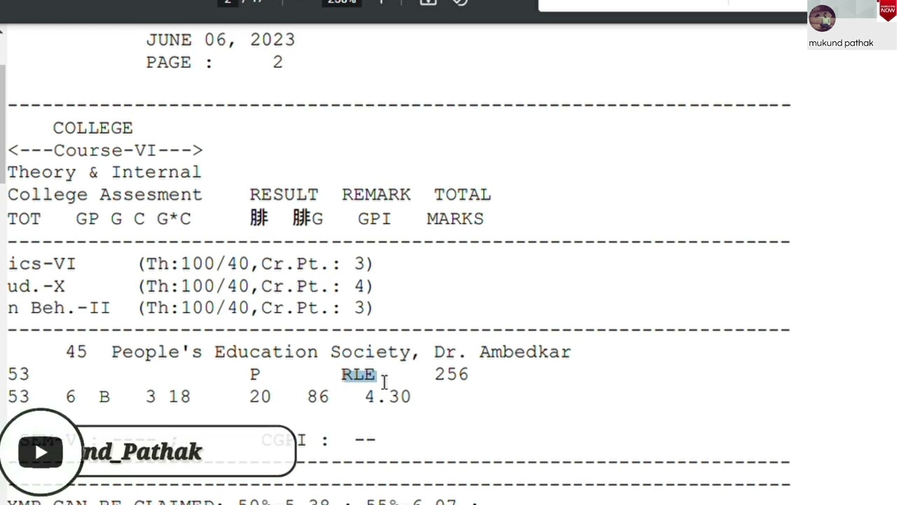What is Means RLE in Mumbai University Result l Mukund Sir