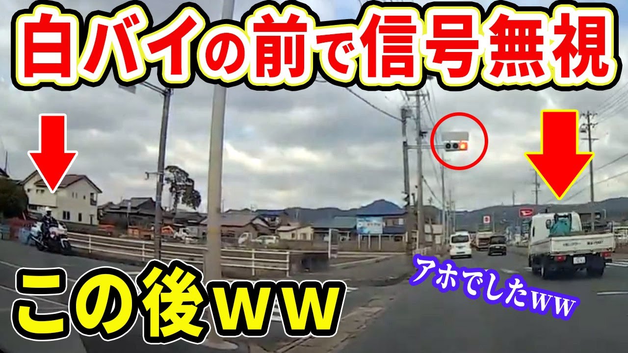 【ドラレコ総集編】イキって白バイの目の前で信号無視したトラックの末路ｗ…【交通安全推進、危機予知トレーニング】【スカッと】