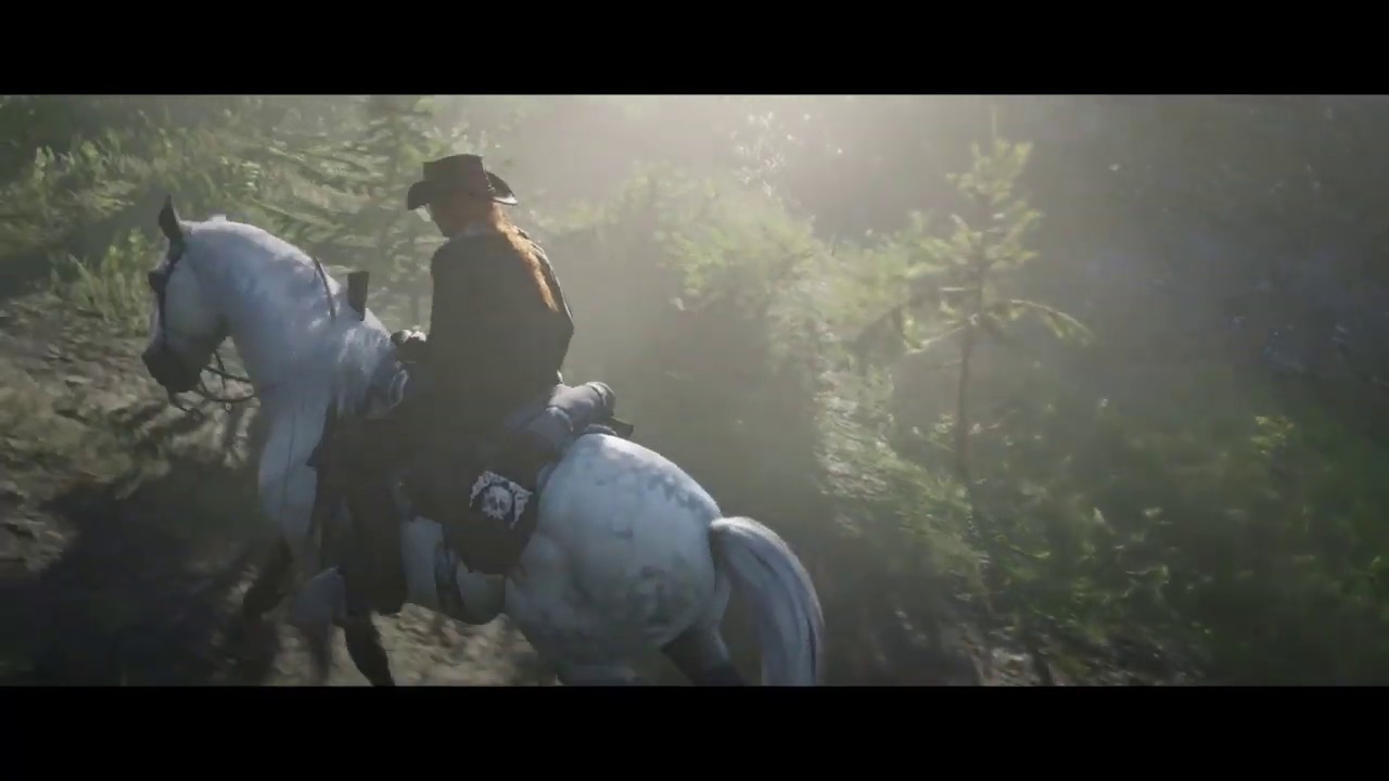 Red Dead Redemption 2 - Free roam riding the Silver Kladruber Horse in online mode.