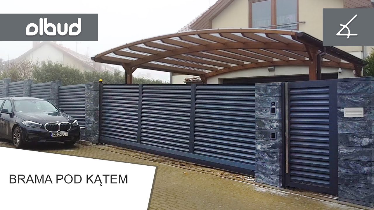 Aluminiowa brama przesuwna pod kątem Alfen N01- automatyka TOUSEK PULL T8 z hamownikiem -Gdańsk