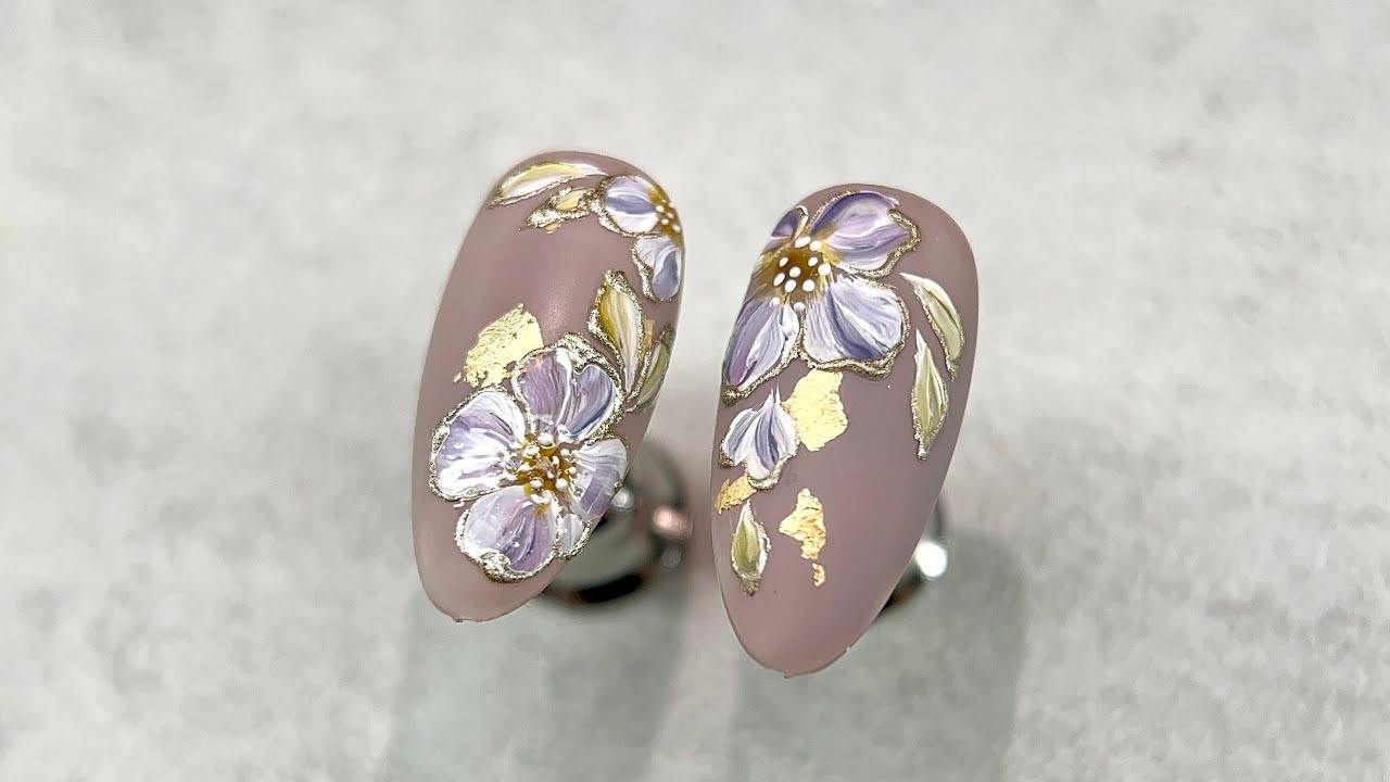 Elegant Hand Painted Floral Nails #nailart #nails #nailtutorial #handpainted #flowers