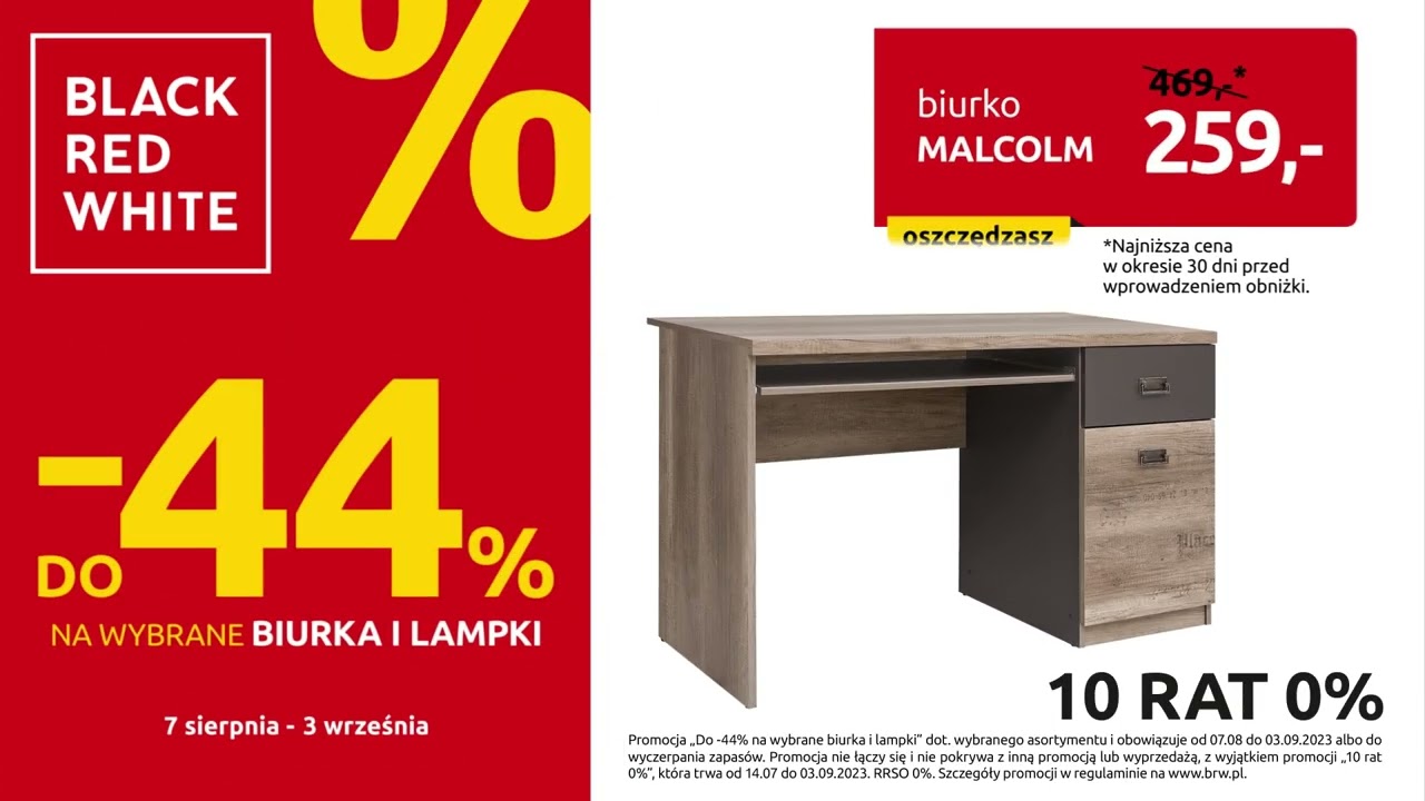 Promocja w Black Red White! do -44% taniej na wybrane biurka i lampki - biurko Malcolm