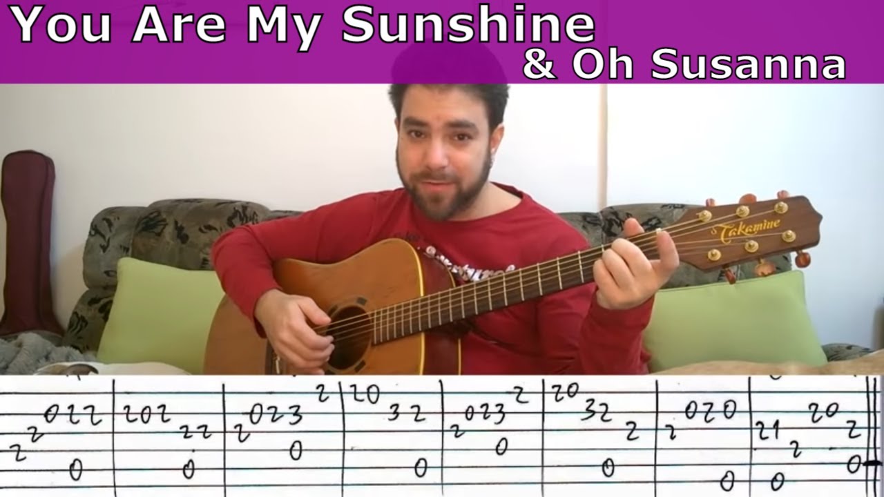 Fingerstyle Tutorial: You Are My Sunshine & Oh Susanna - Guitar Lesson w/ TAB