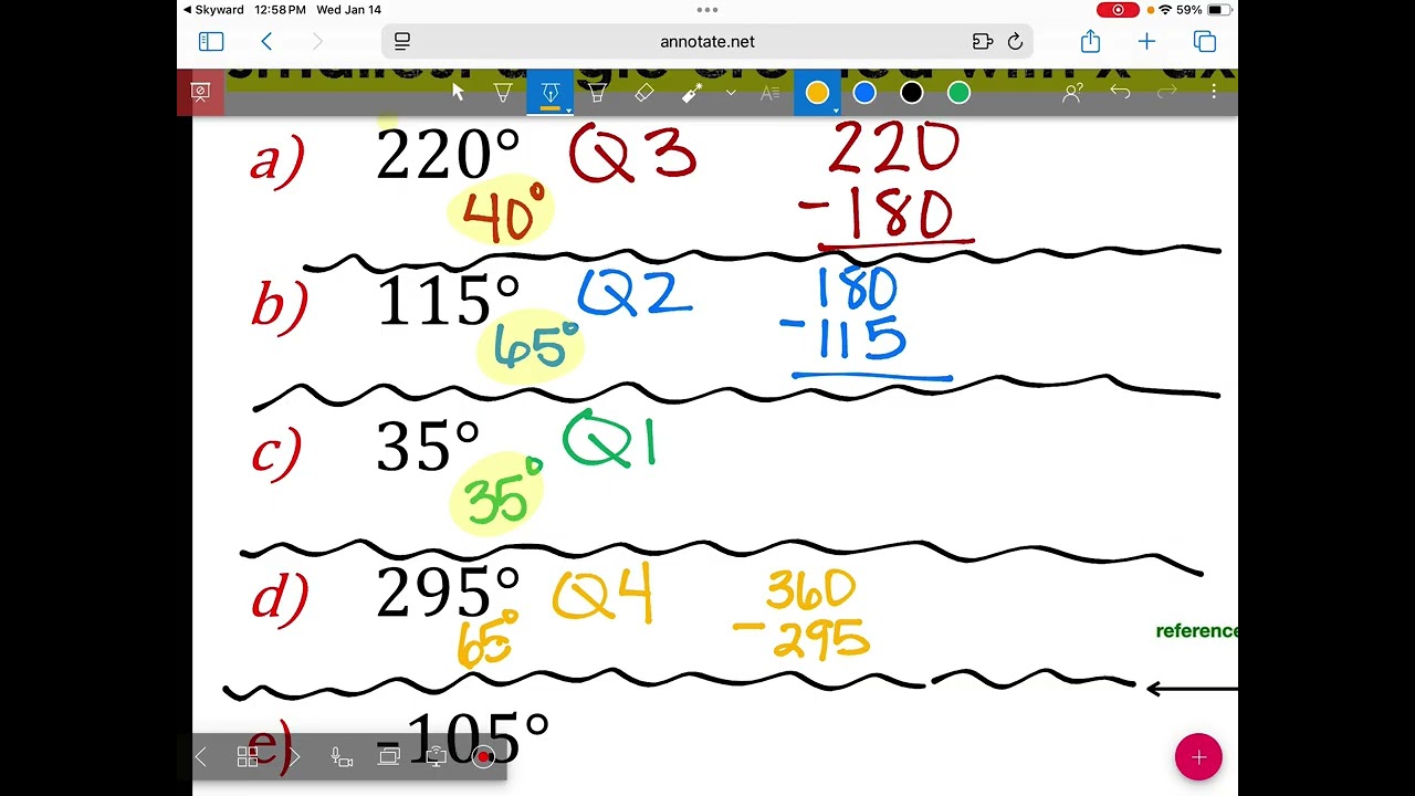 1/14 PC 6.3 reference angles and finding trig ratio 