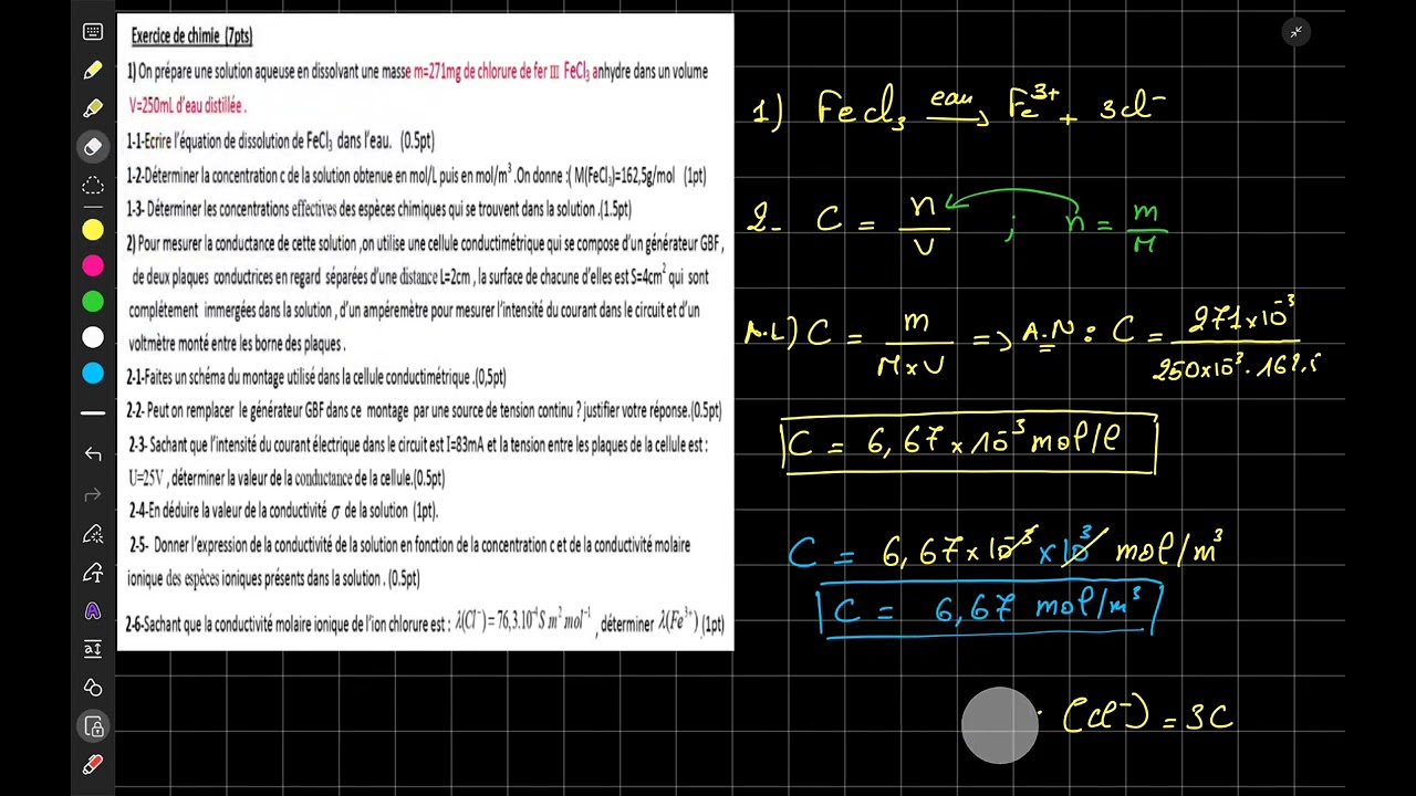 exercice :conduction dans les solutions 1 BAC