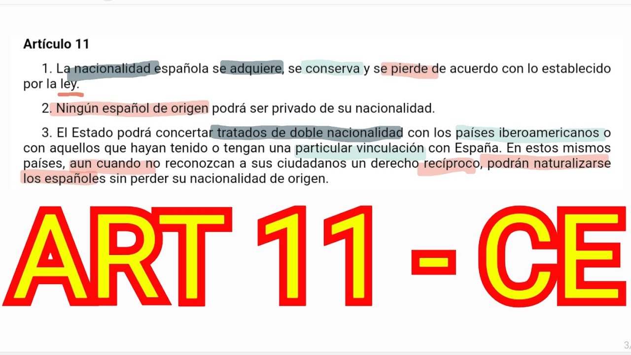 ARTÍCULO 11 - Constitución Española - Nacionalidad Española -  OPOSICIONES