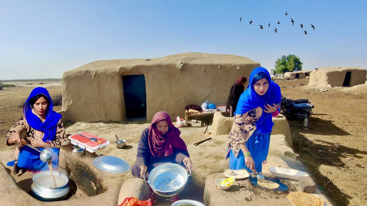 Beautiful Village Women Cooking Routine in Pakistan | Traditional Desert Food | Noreen Komal