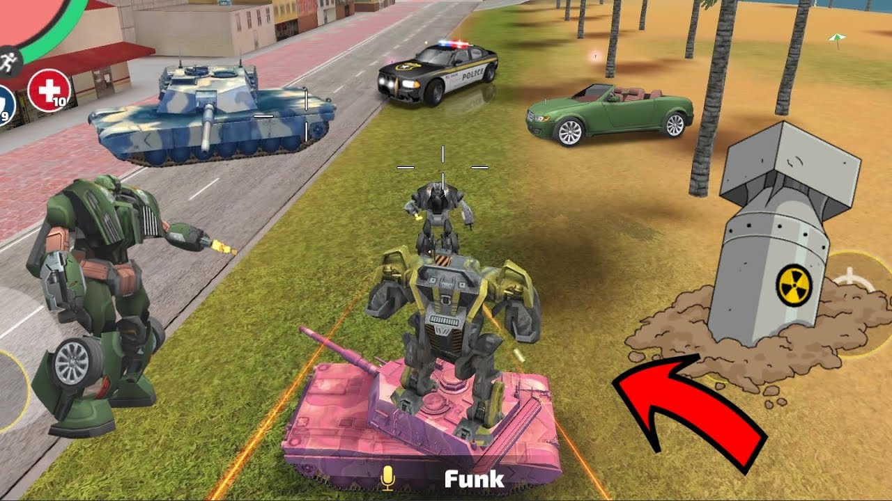 Rope Hero Vice Town (BD 100 Ground Assault Machine on Pink Tank) Tanker Fight Police Car Robot - HD