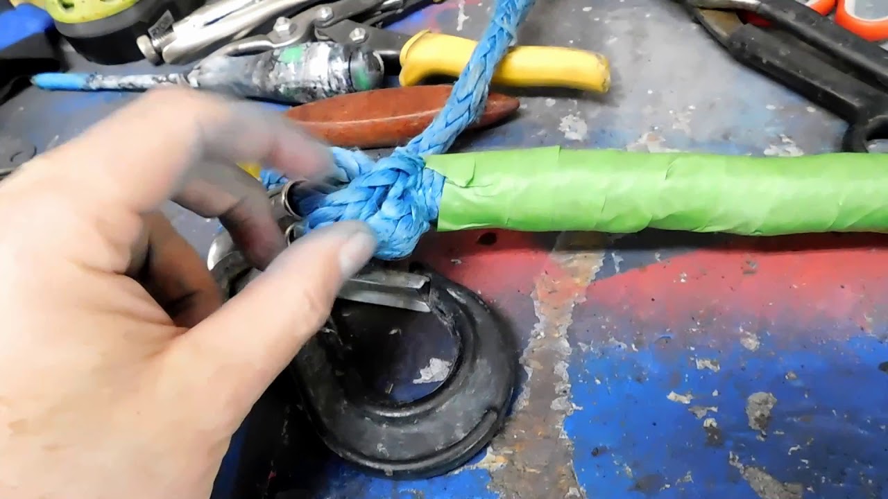 Synthetic winch rope repair