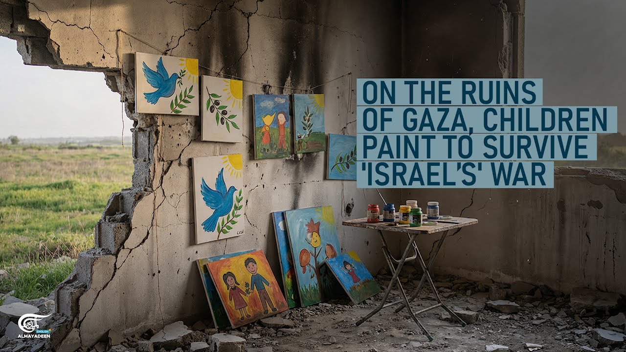 On the ruins of Gaza, children paint to survive 'Israel’s' war