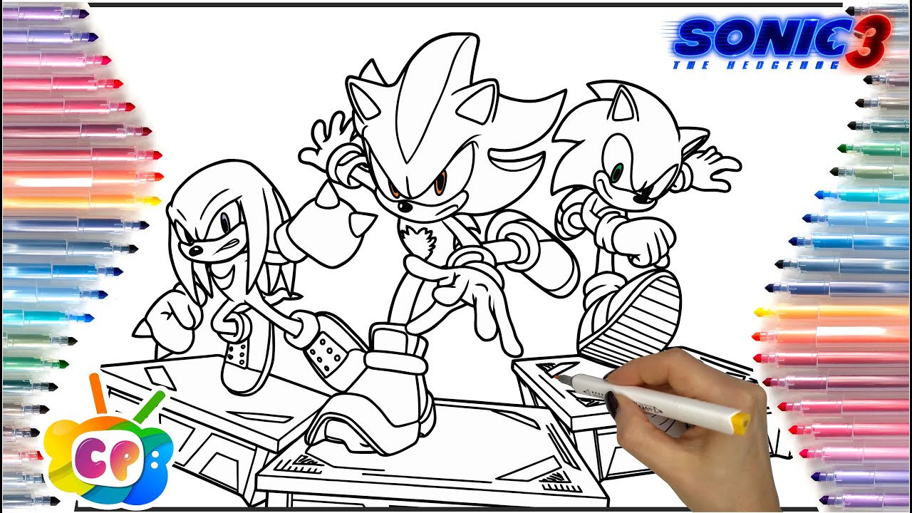 Sonic 3 coloring pages movie / Sonic 3 movie official trailer / how to draw Sonic 3