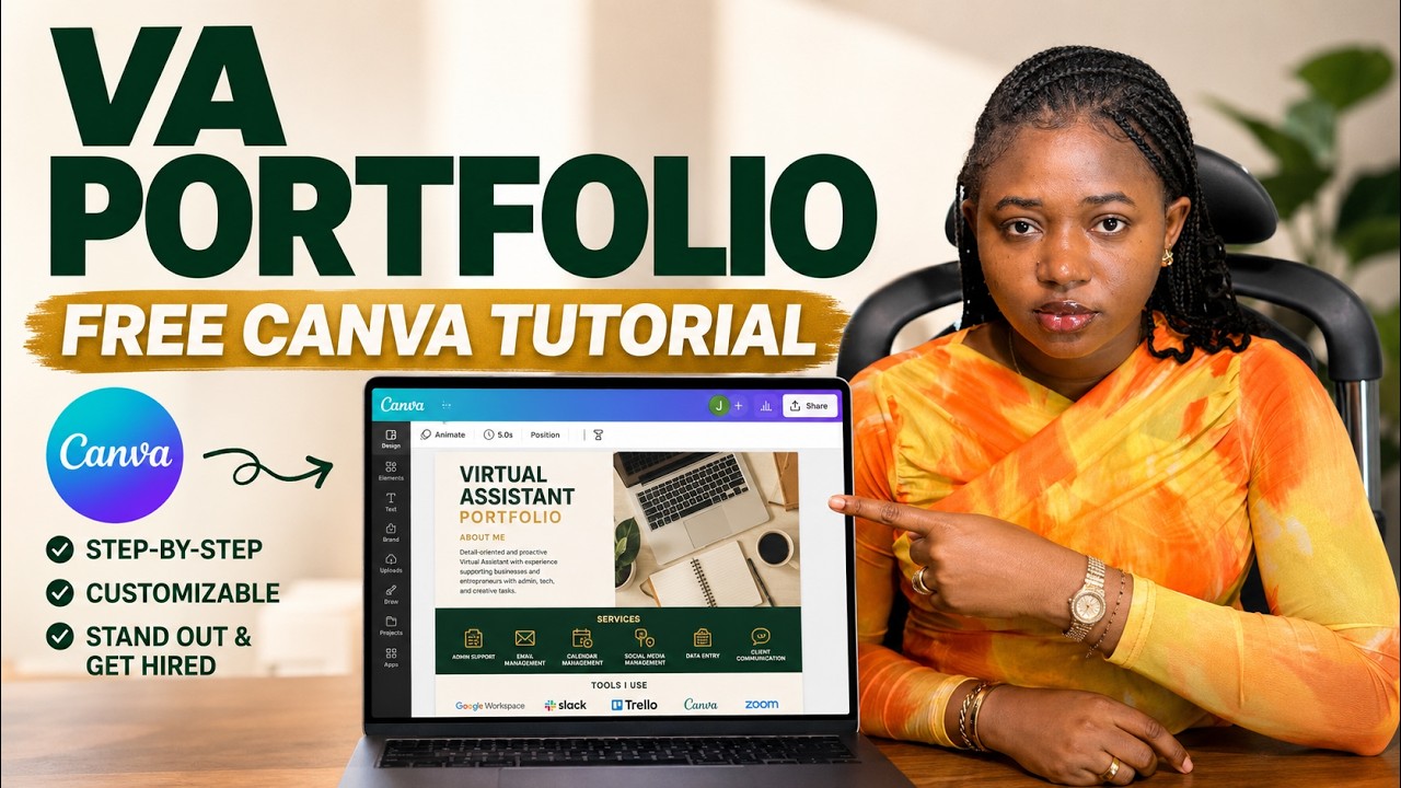 Step by Step Guide on How to Create a Virtual Assistant Portfolio with Canva. Tutorial for Beginners
